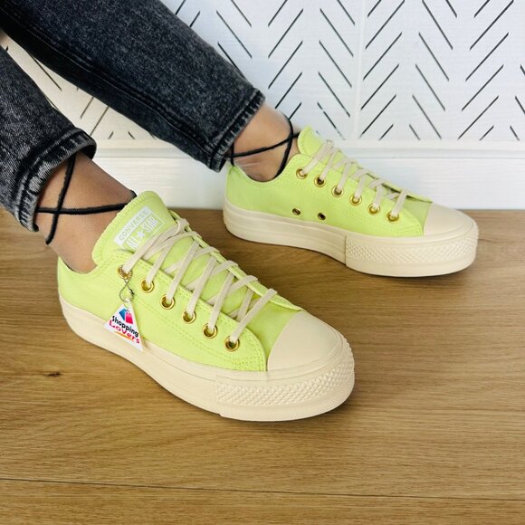 ⭐Converse Chuck Taylor All Star Lift Platform Low 8.5 Womens Shoes Green A09913F - Picture 6 of 15